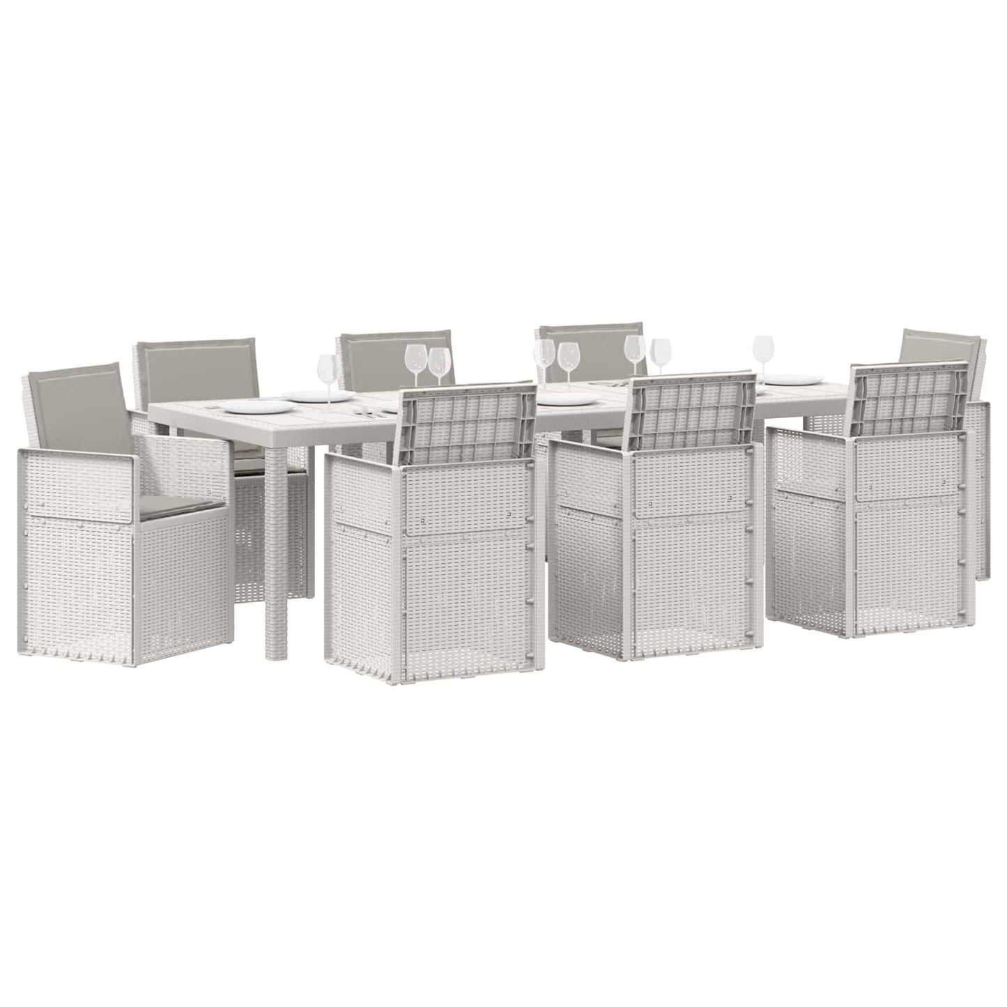 Set da Pranzo per Giardino 9 pz Bianco e Grigio Chiaro PP | homemem39