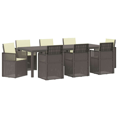 Set da Pranzo per Giardino 9 pz Grigio chiaro e panna PP