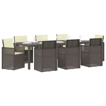 Set da Pranzo per Giardino 9 pz Grigio chiaro e panna PP