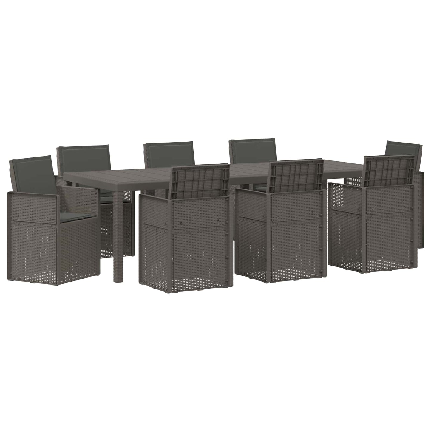 Set da Pranzo per Giardino 9 pz Grigio chiaro e Antracite PP