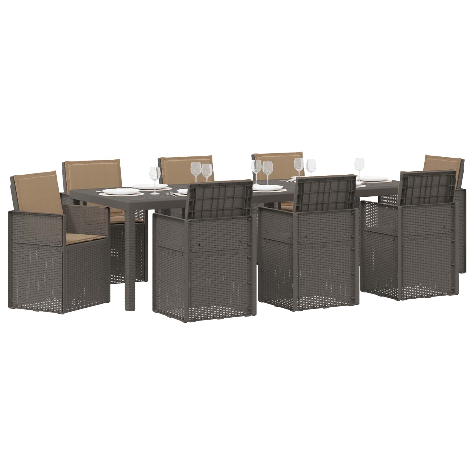 Set da Pranzo per Giardino 9 pz Grigio chiaro e Tortora PP | homemem39