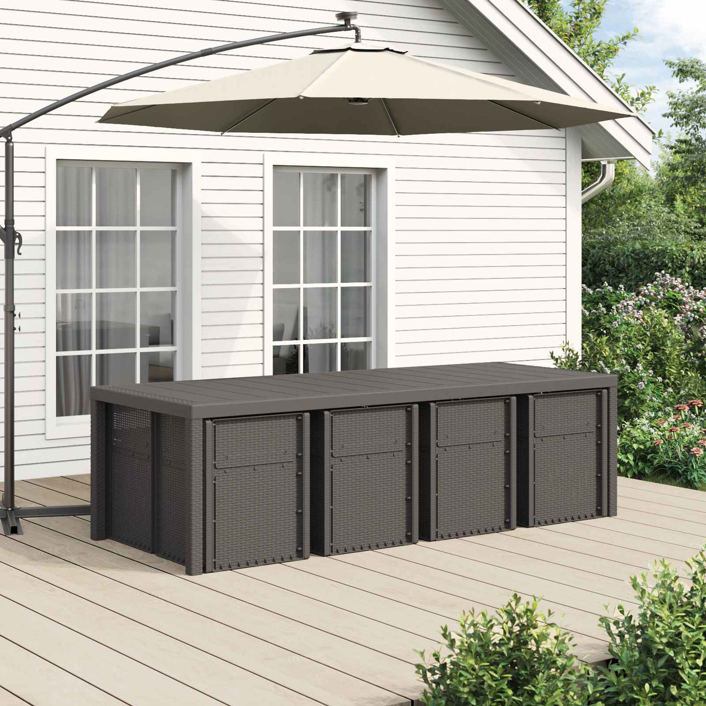 Set da Pranzo per Giardino 9 pz Grigio Chiaro PP