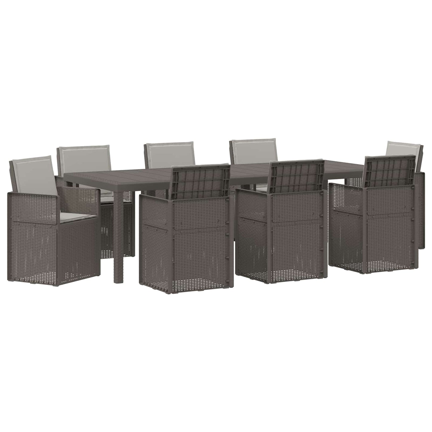 Set da Pranzo per Giardino 9 pz Grigio Chiaro PP
