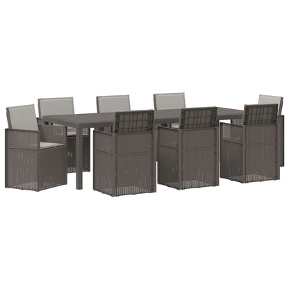 Set da Pranzo per Giardino 9 pz Grigio Chiaro PP