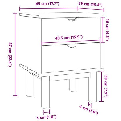 Comodino OTTA Nero 45 x 39 x 57 cm Legno Massello di Pino | homemem39