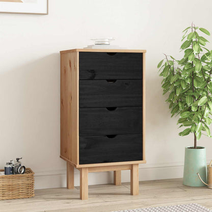 Cassettiera OTTA Nero 45 x 39 x 90 cm Legno Massello di Pino | homemem39