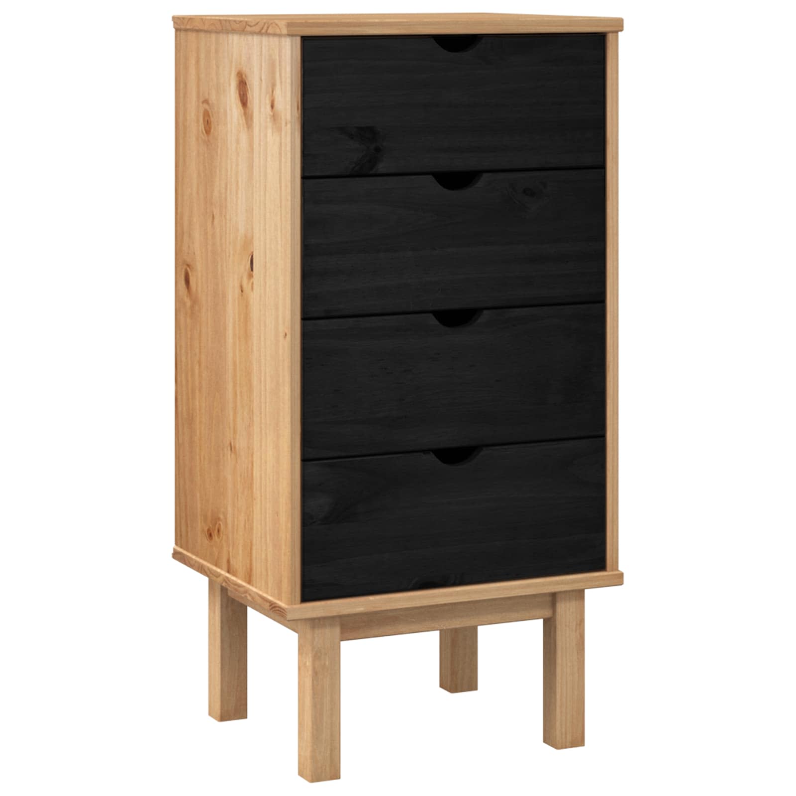 Cassettiera OTTA Nero 45 x 39 x 90 cm Legno Massello di Pino | homemem39