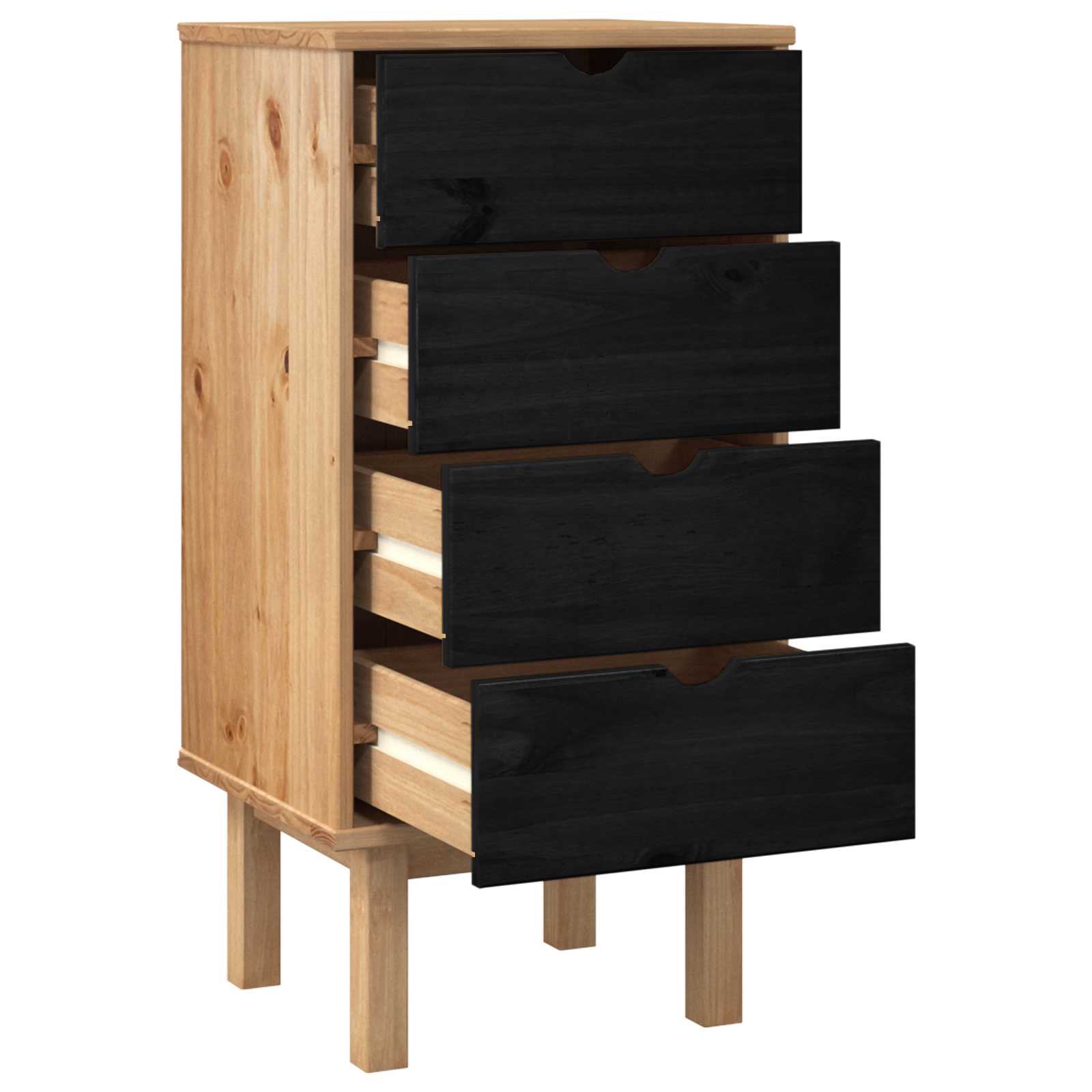 Cassettiera OTTA Nero 45 x 39 x 90 cm Legno Massello di Pino | homemem39