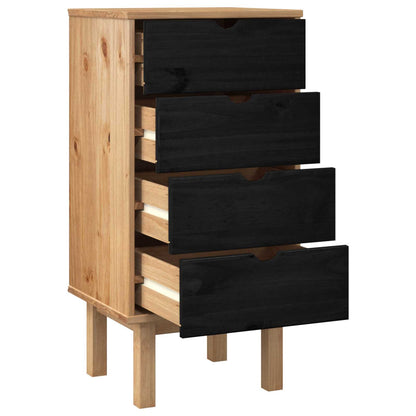 Cassettiera OTTA Nero 45 x 39 x 90 cm Legno Massello di Pino | homemem39
