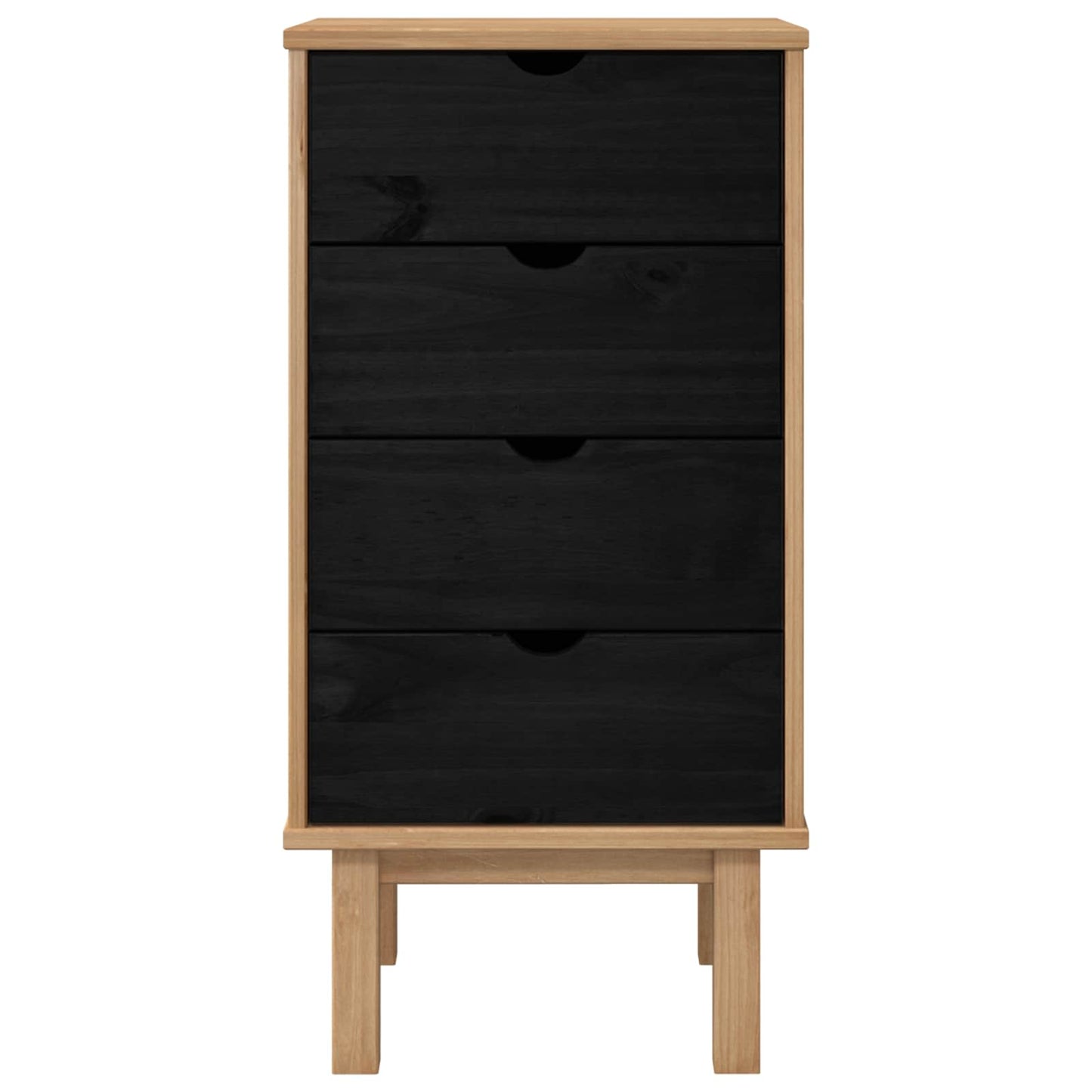 Cassettiera OTTA Nero 45 x 39 x 90 cm Legno Massello di Pino | homemem39