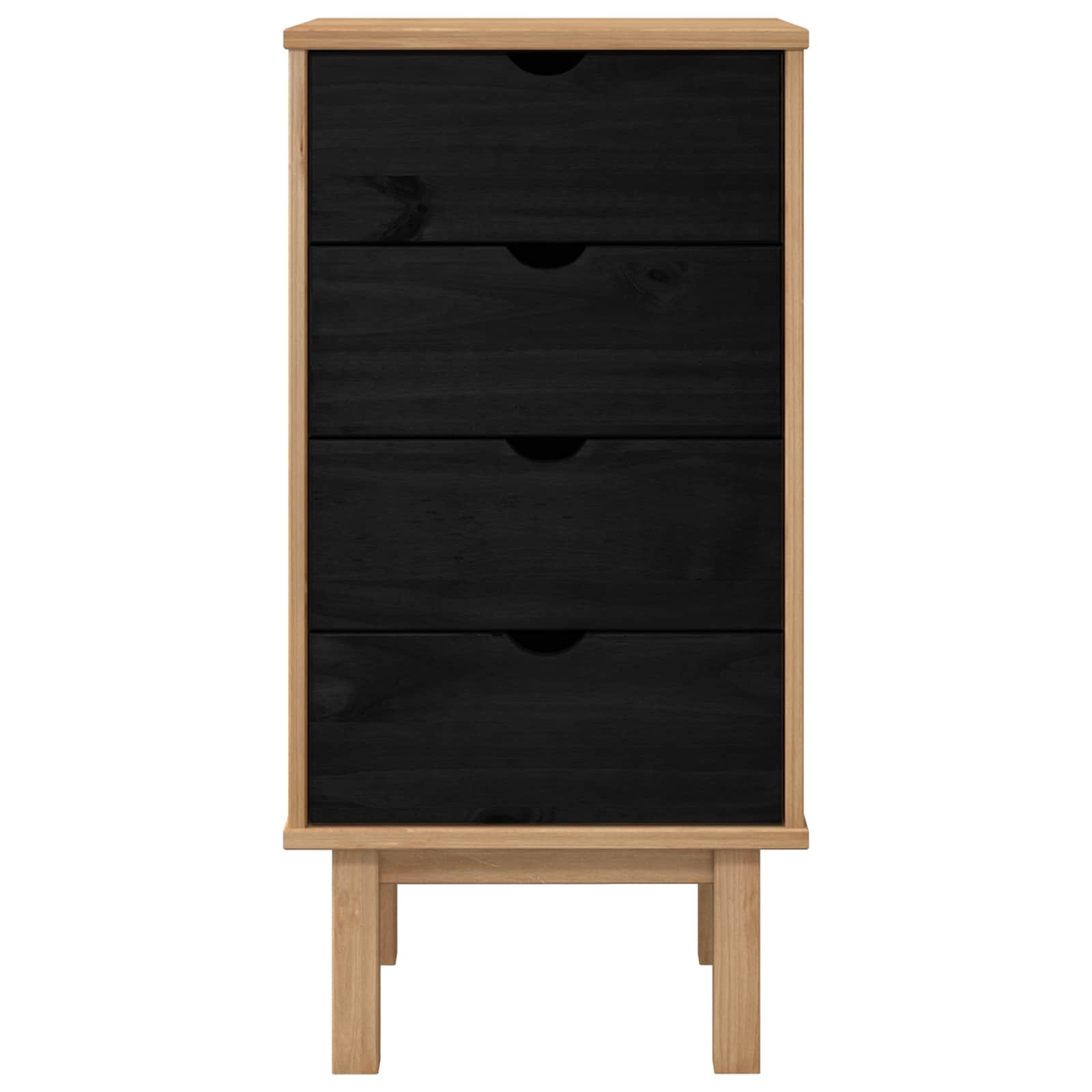 Cassettiera OTTA Nero 45 x 39 x 90 cm Legno Massello di Pino | homemem39