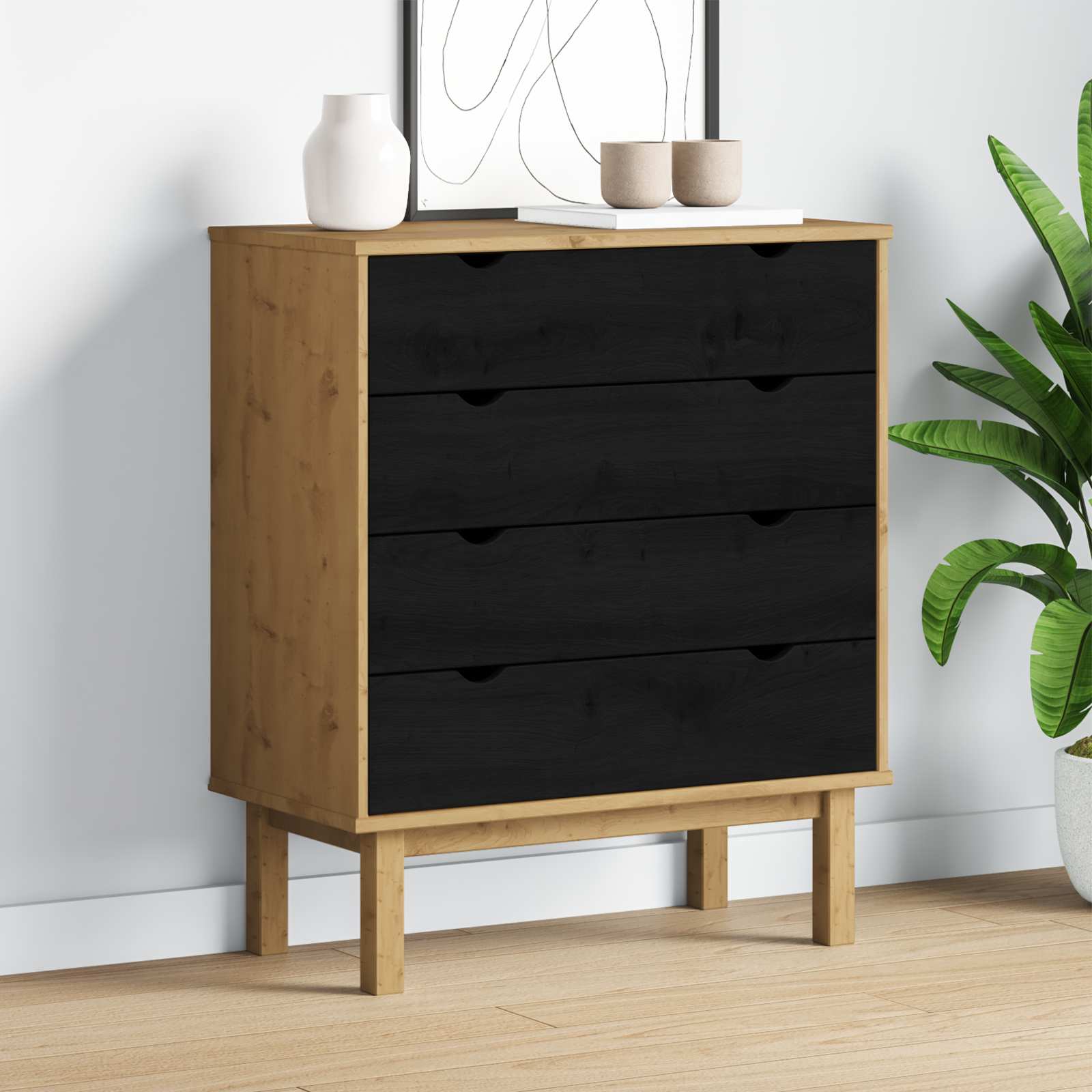 Cassettiera con cassetto OTTA Nero 76,5 x 39,5 x 90 cm | homemem39