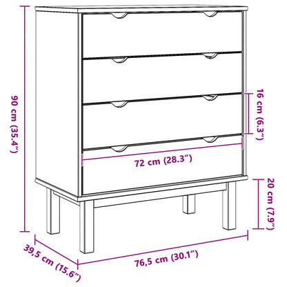 Cassettiera con cassetto OTTA Nero 76,5 x 39,5 x 90 cm | homemem39