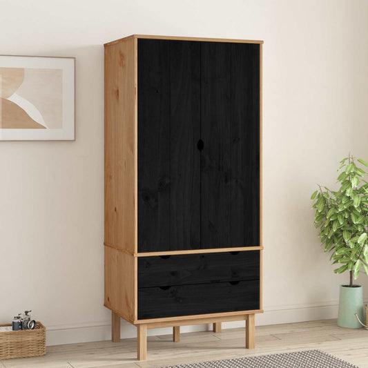 Guardaroba OTTA Nero 76,5 x 53 x 172 cm Legno Massello di Pino | homemem39