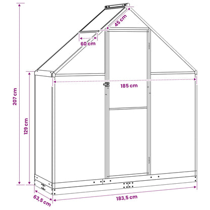 Serra da Giardino con porta Antracite 183,5 x 63,5 x 207 cm | homemem39