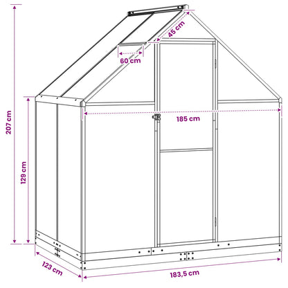 Serra da Giardino con porta Antracite 183,5 x 123 x 207 cm | homemem39