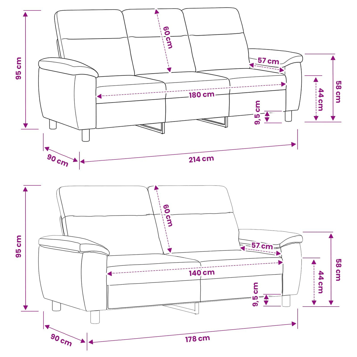 Set di divani 2 pcs Blu Tessuto | homemem39