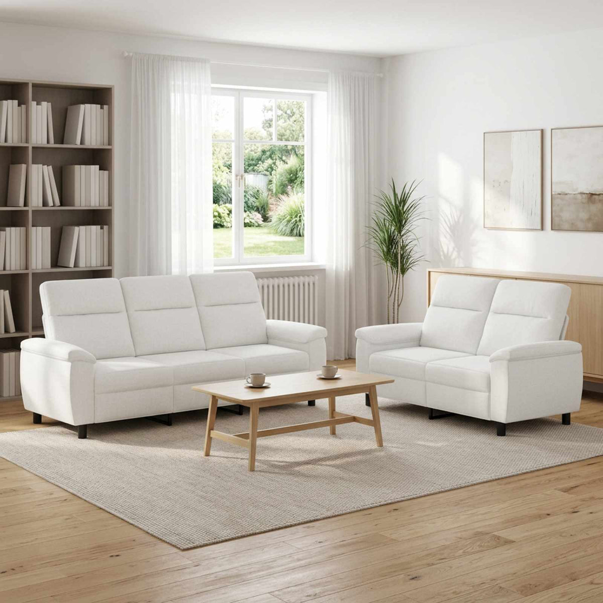 Set di divani 2 pcs Bianco Tessuto | homemem39