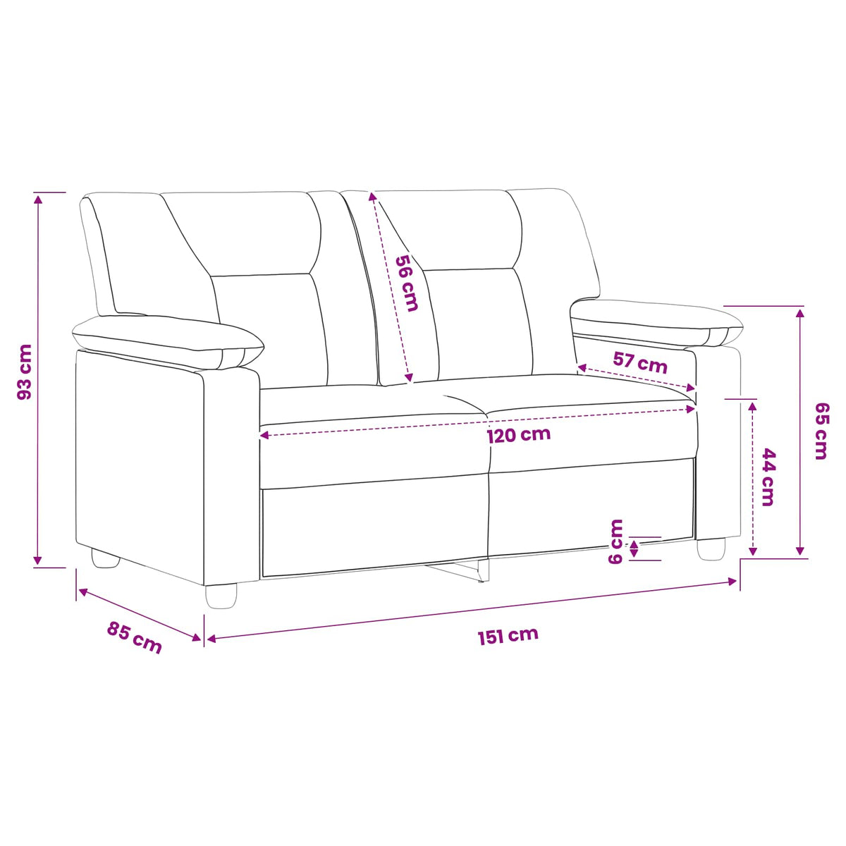 Divano Nero 151 x 85 x 93 cm Similpelle | homemem39