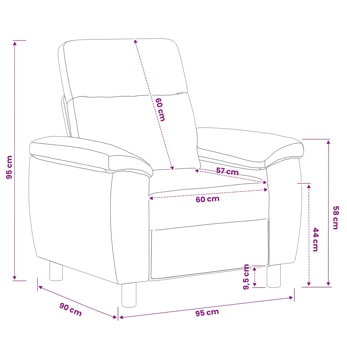 Divano Rosa 95 x 90 x 95 cm Tessuto | homemem39