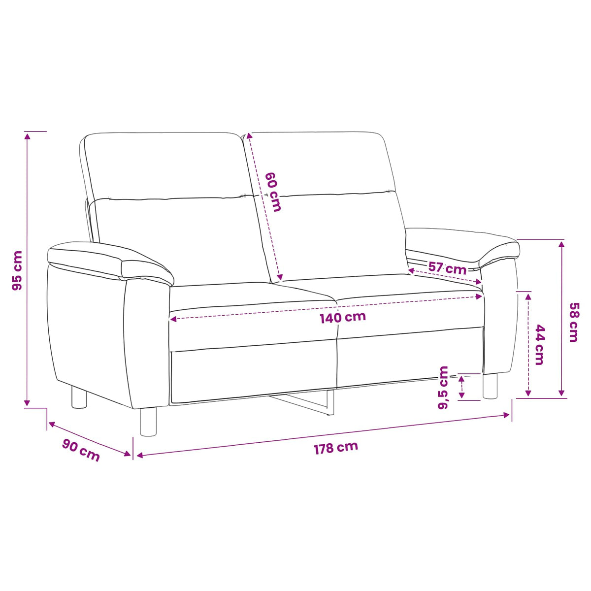 Divano Bianco 178 x 90 x 95 cm Tessuto | homemem39