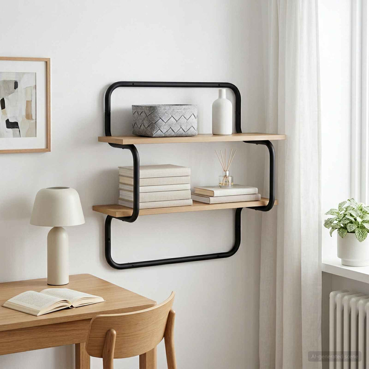 Mensola a Parete a 2 Livelli Rovere Artigianale | homemem39
