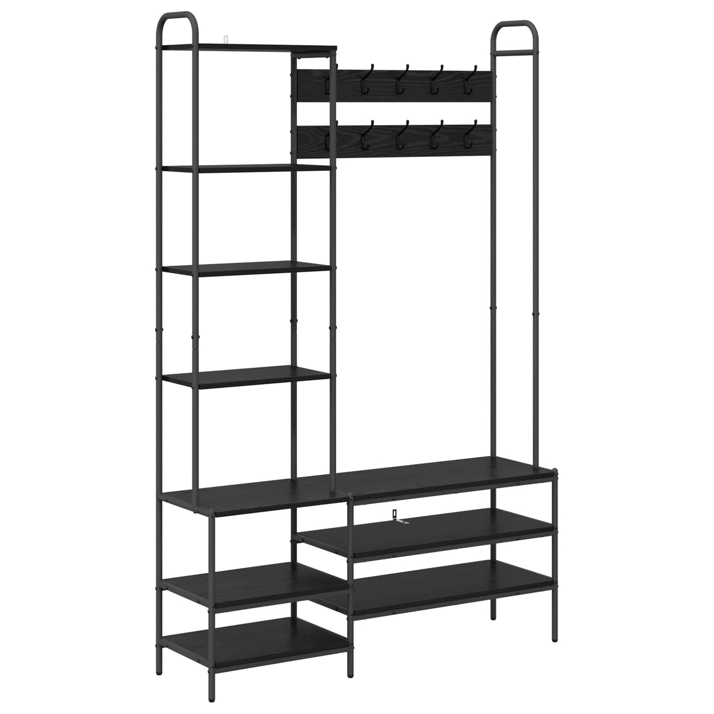 Appendiabiti con panca per scarpe Rovere Nero | homemem39