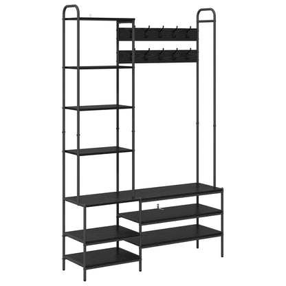 Appendiabiti con panca per scarpe Rovere Nero | homemem39