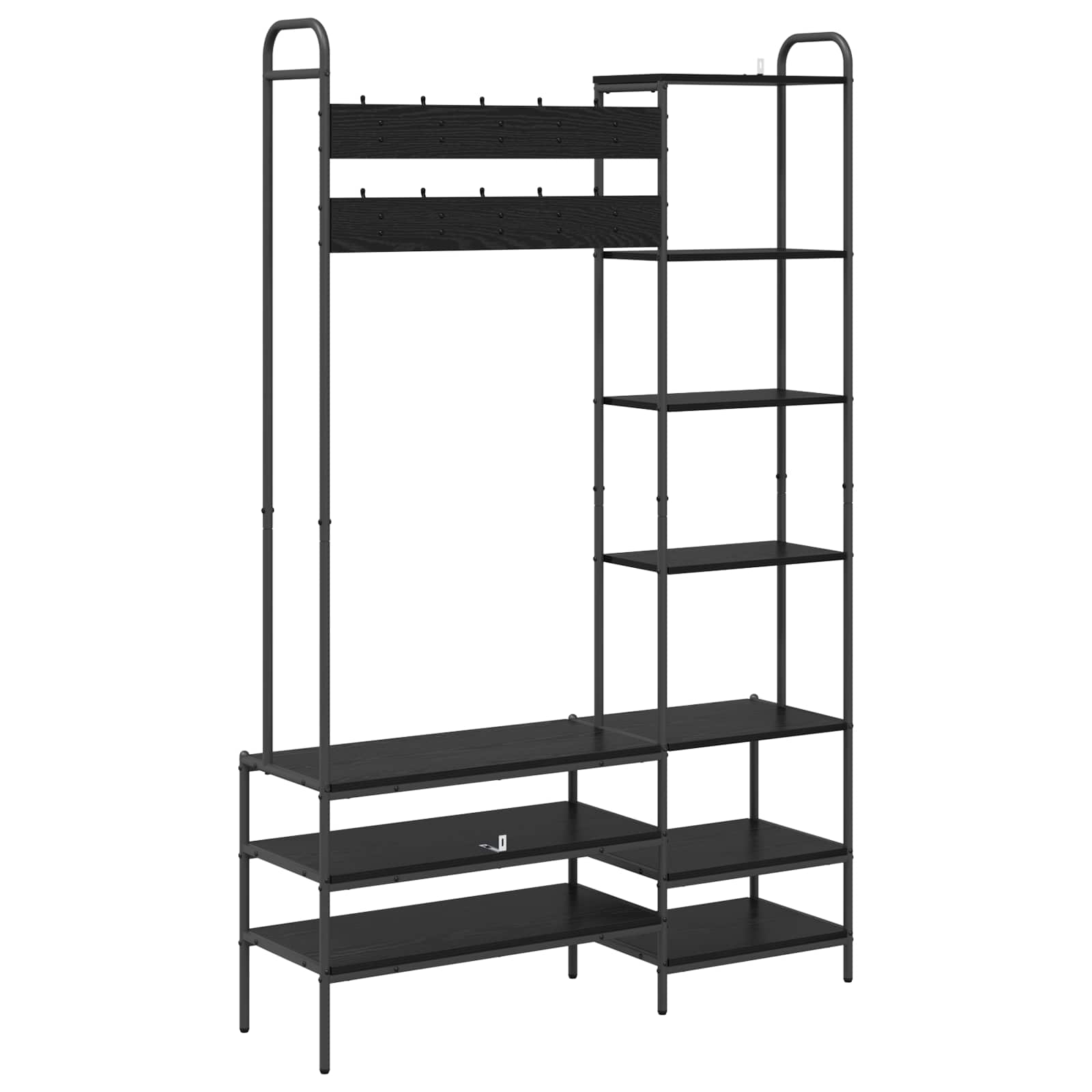 Appendiabiti con panca per scarpe Rovere Nero | homemem39