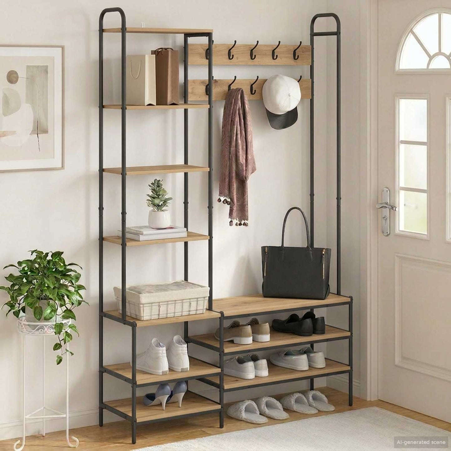 Appendiabiti con panca per scarpe Rovere Artigianale