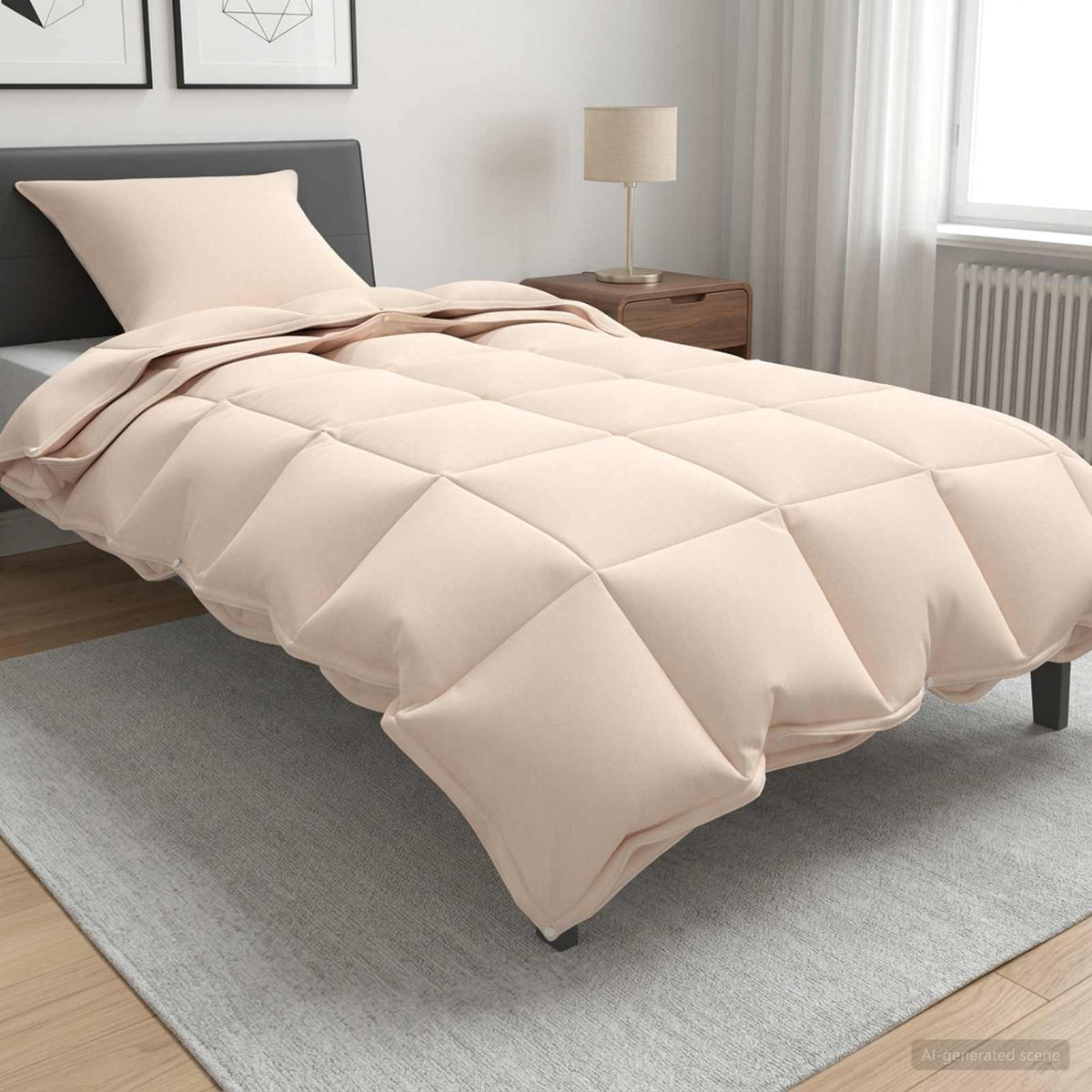 Piumone 155 x 220 cm Tutte le stagioni Fibra di Kapok Beige
