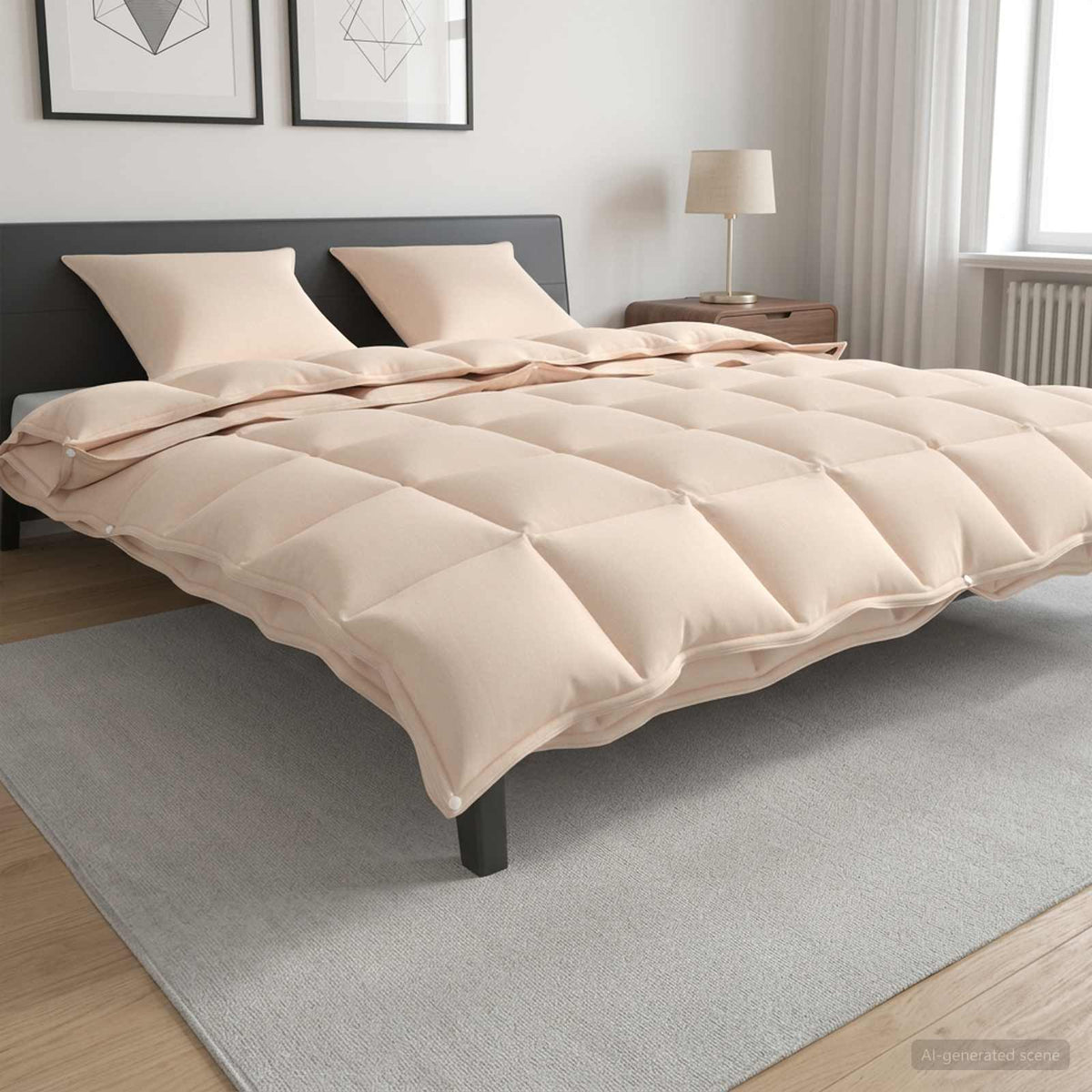 Piumone 200 x 240 cm Tutte le stagioni Fibra di Kapok Beige