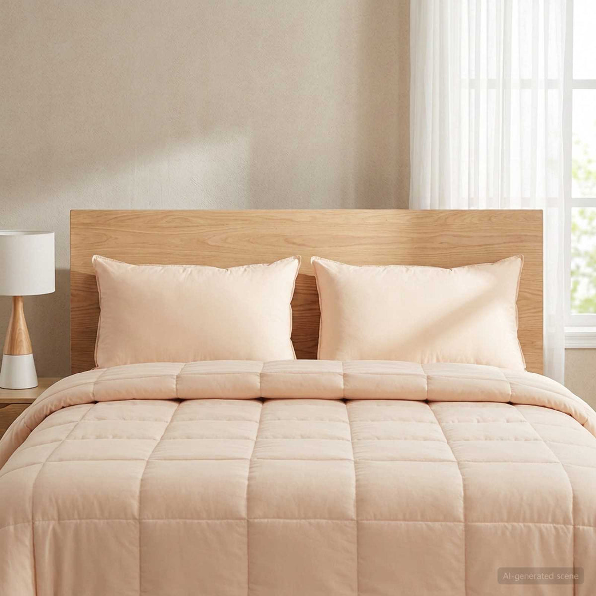 Cuscino 2 pz 30 x 50 cm Tutte le stagioni Fibra di Kapok Beige