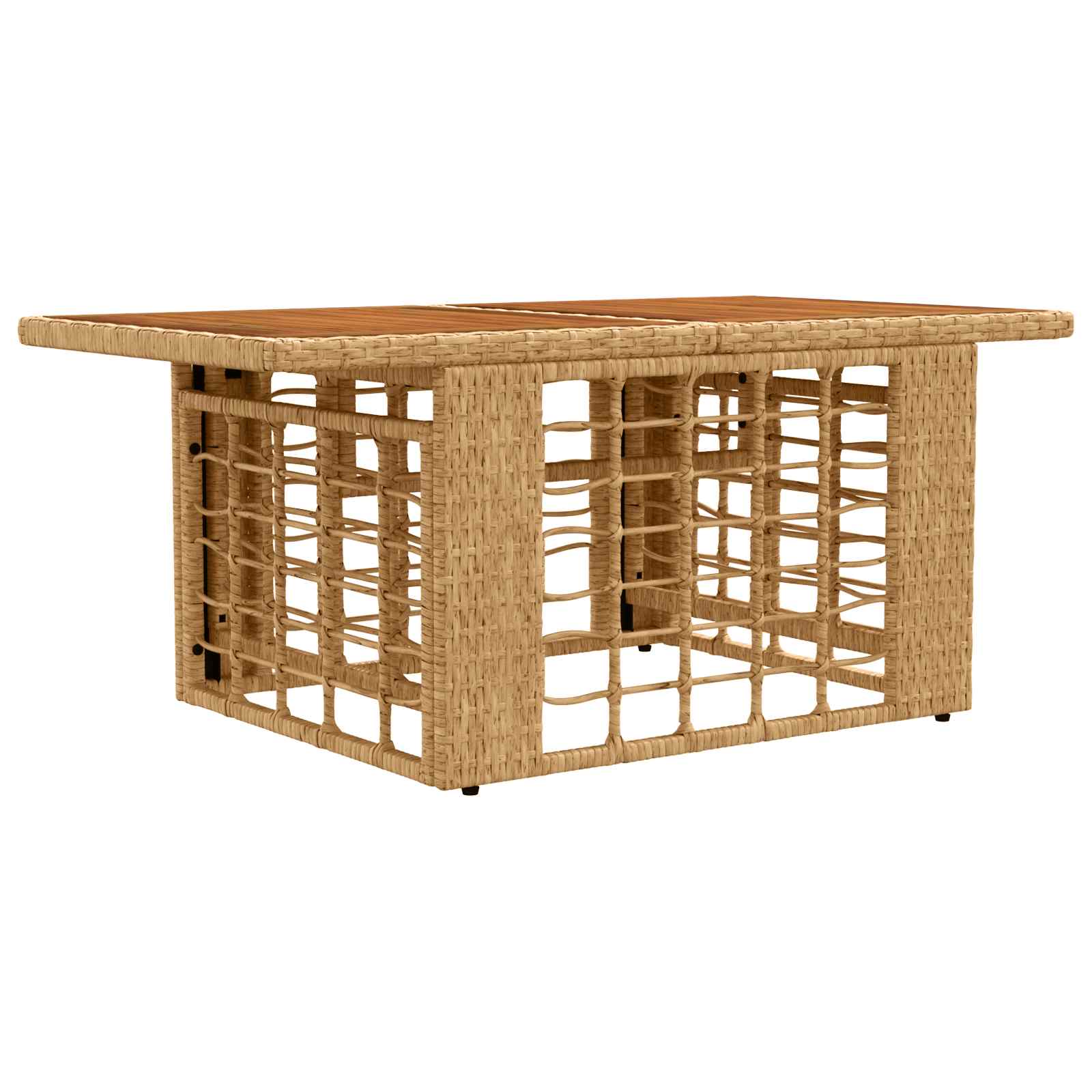 Tavolo da Giardino Naturale 100 x 55 x 37 cm Rattan PE e Vetro | homemem39