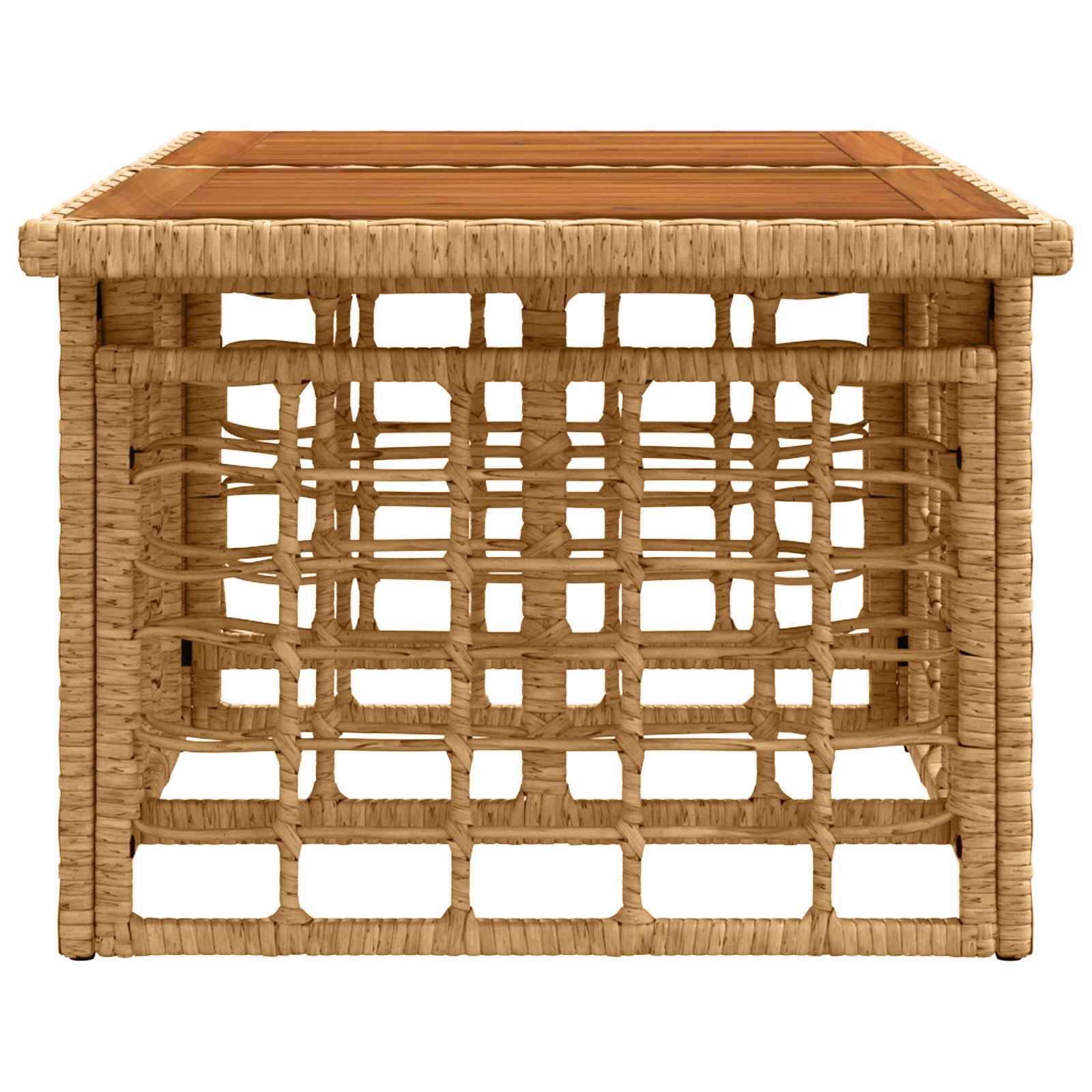 Tavolo da Giardino Naturale 100 x 55 x 37 cm Rattan PE e Vetro | homemem39