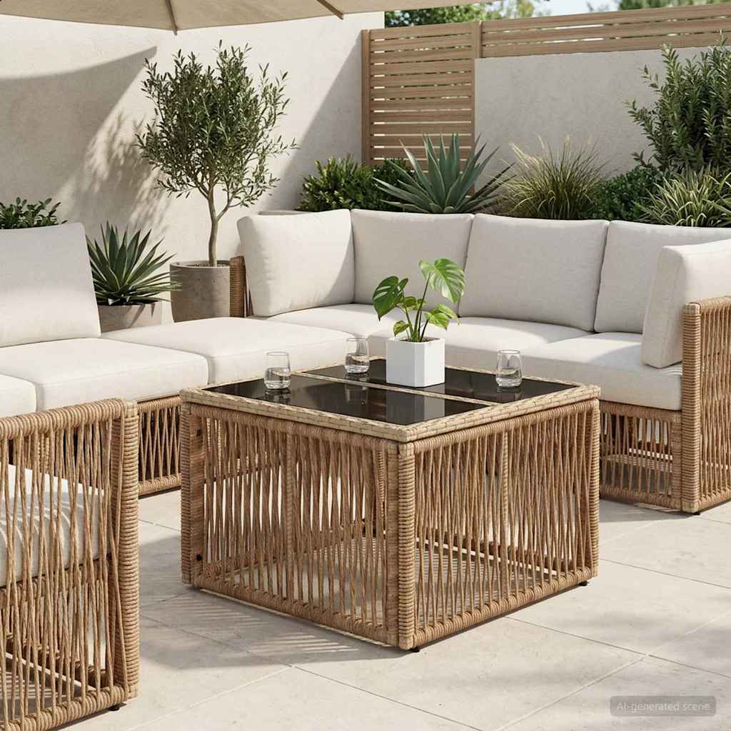 Tavolo da Giardino Beige e Nero 55 x 55 x 37 cm