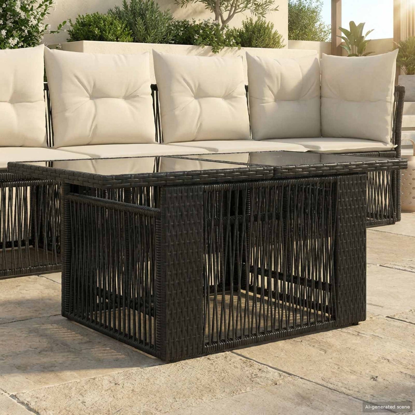 Tavolo da giardino sollevabile Nero 100 x 55 x 37 cm