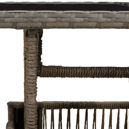 Tavolo da Giardino Grigio 100 x 55 x 37 cm Rattan PE e Vetro | homemem39