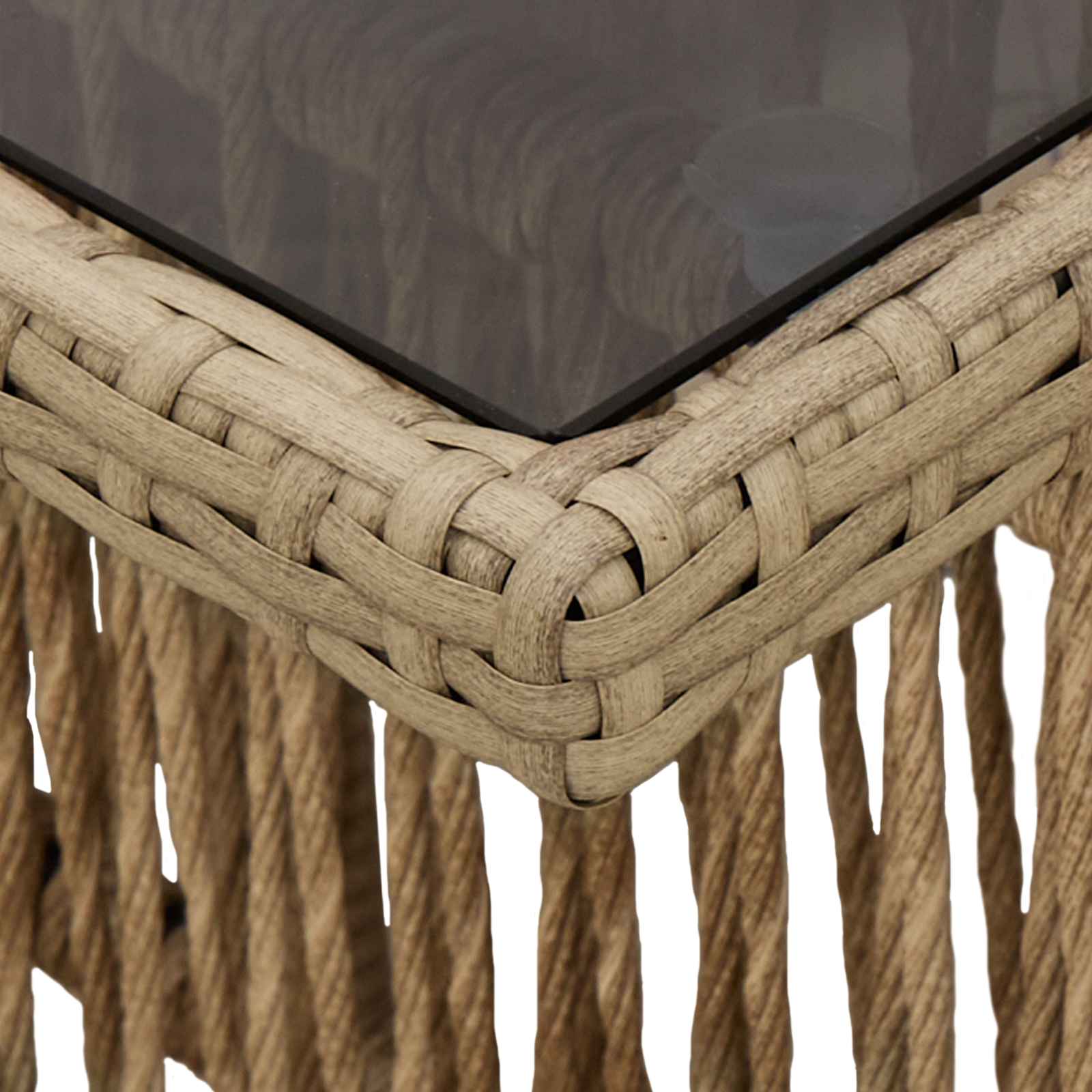Tavolo da Giardino Beige 100 x 55 x 37 cm Rattan PE e Vetro | homemem39