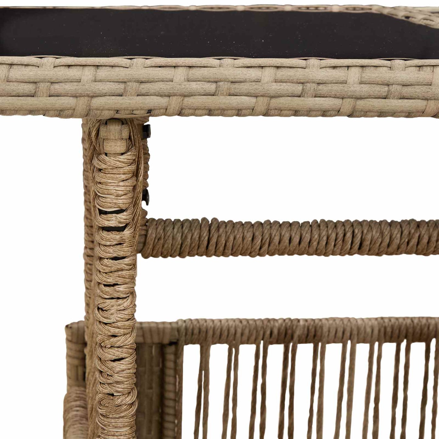 Tavolo da Giardino Beige 100 x 55 x 37 cm Rattan PE e Vetro | homemem39
