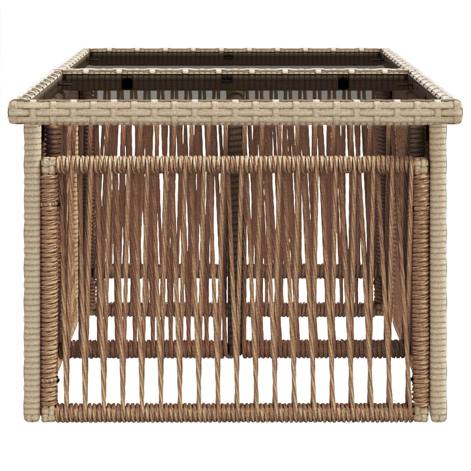 Tavolo da Giardino Beige 100 x 55 x 37 cm Rattan PE e Vetro | homemem39