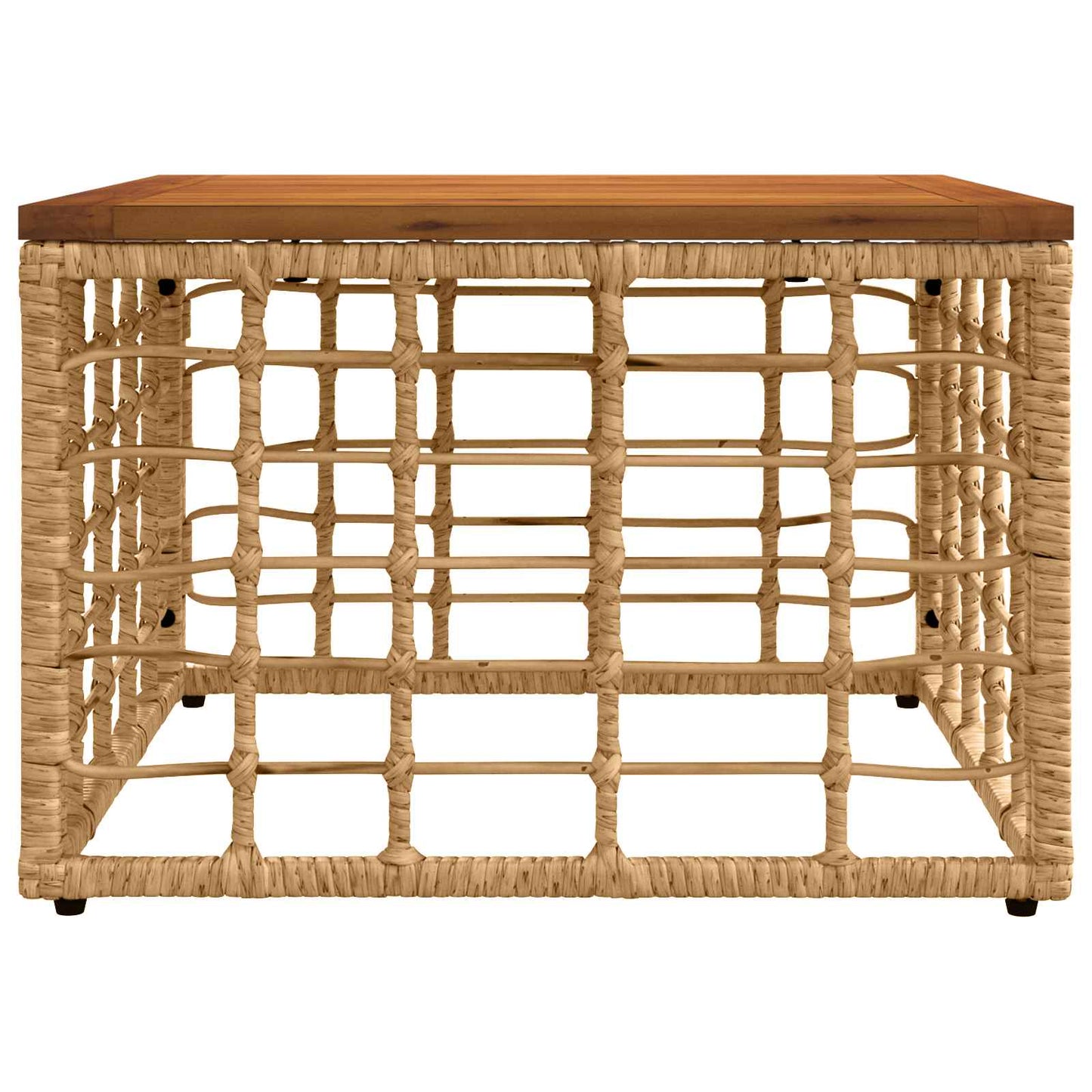 Tavolo da Giardino Naturale 55 x 55 x 37 cm Rattan PE e Vetro