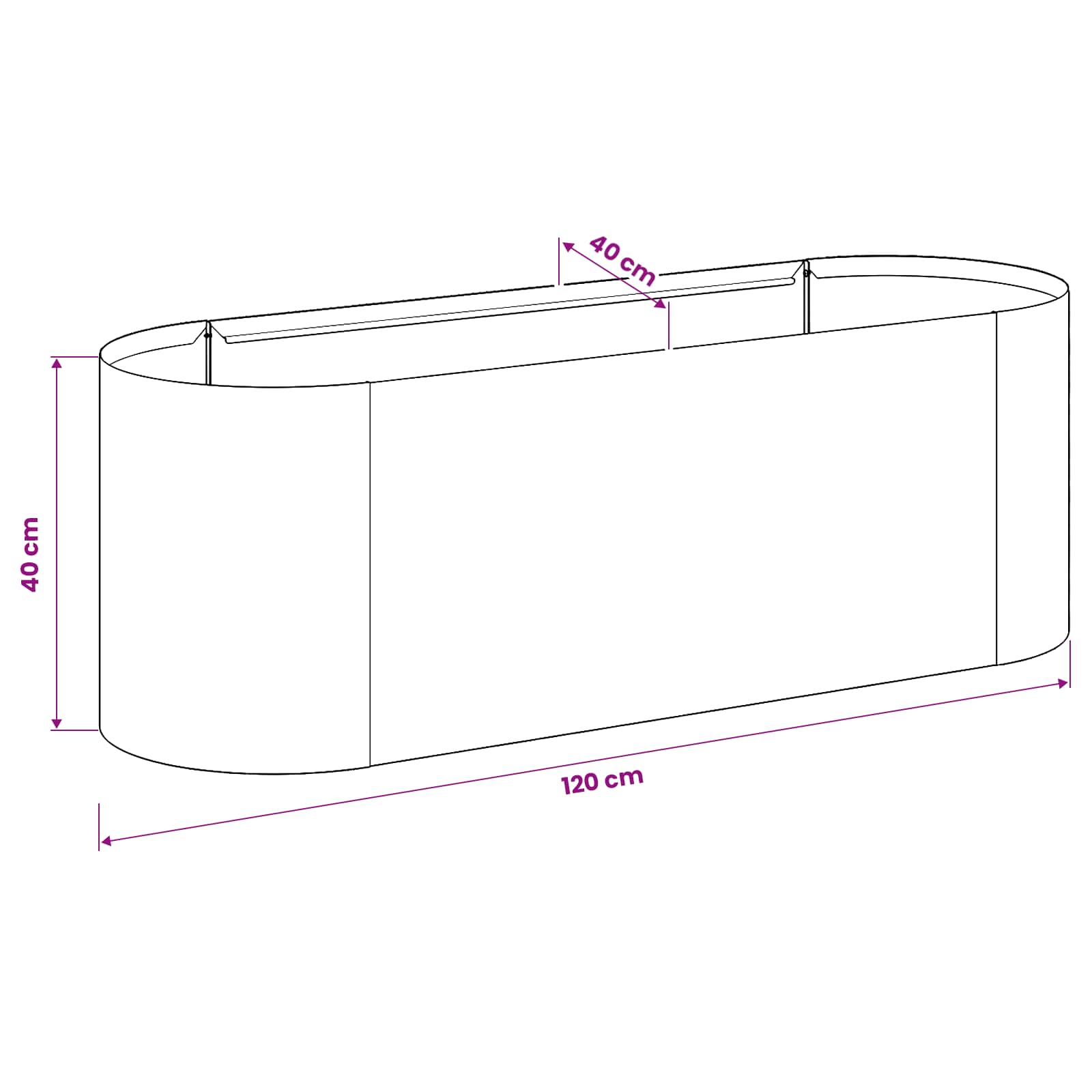 Letto rialzato da giardino Nero 120 x 40 x 40 cm Acciaio | homemem39