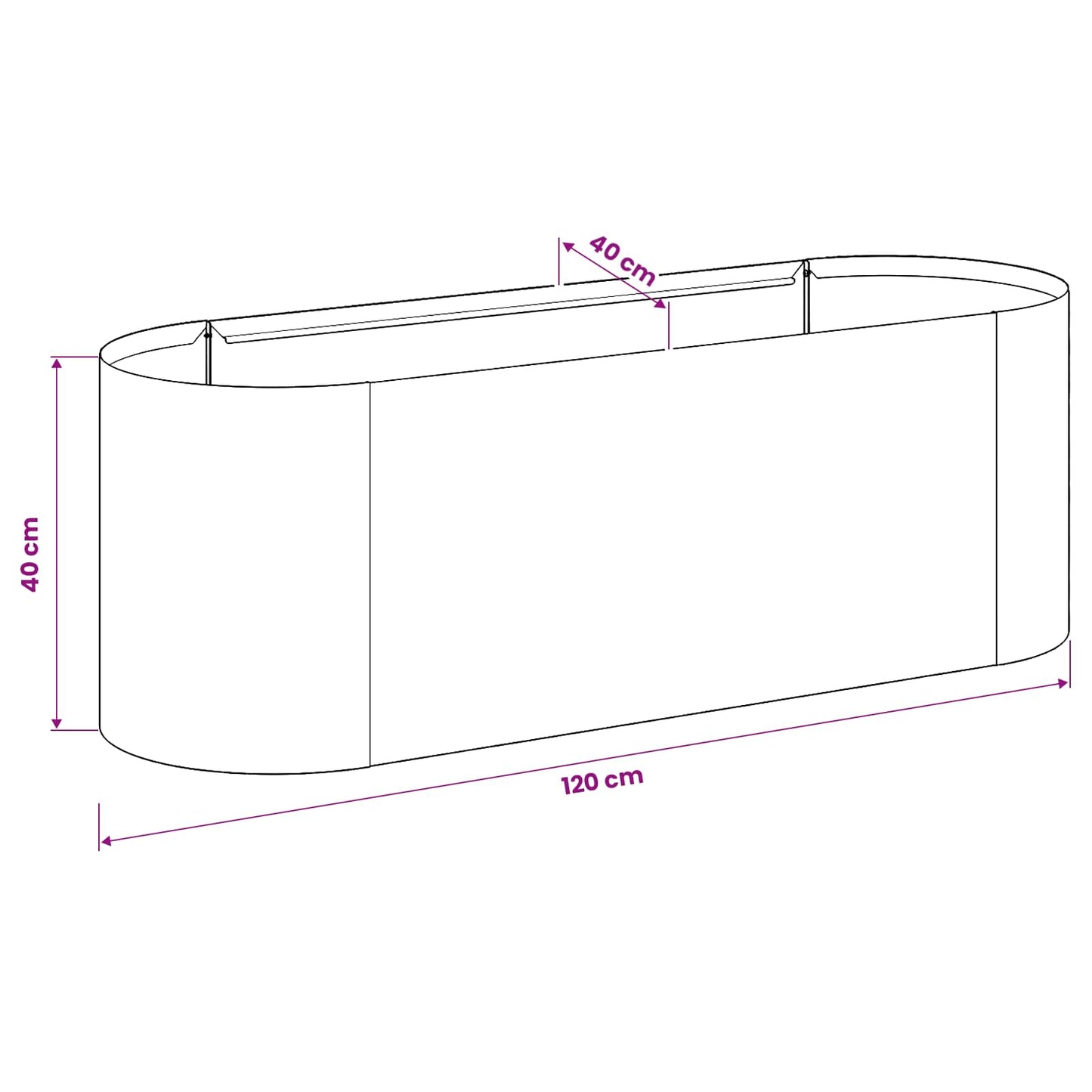 Letto rialzato da giardino Acciaio zincato 120 x 40 x 40 cm | homemem39