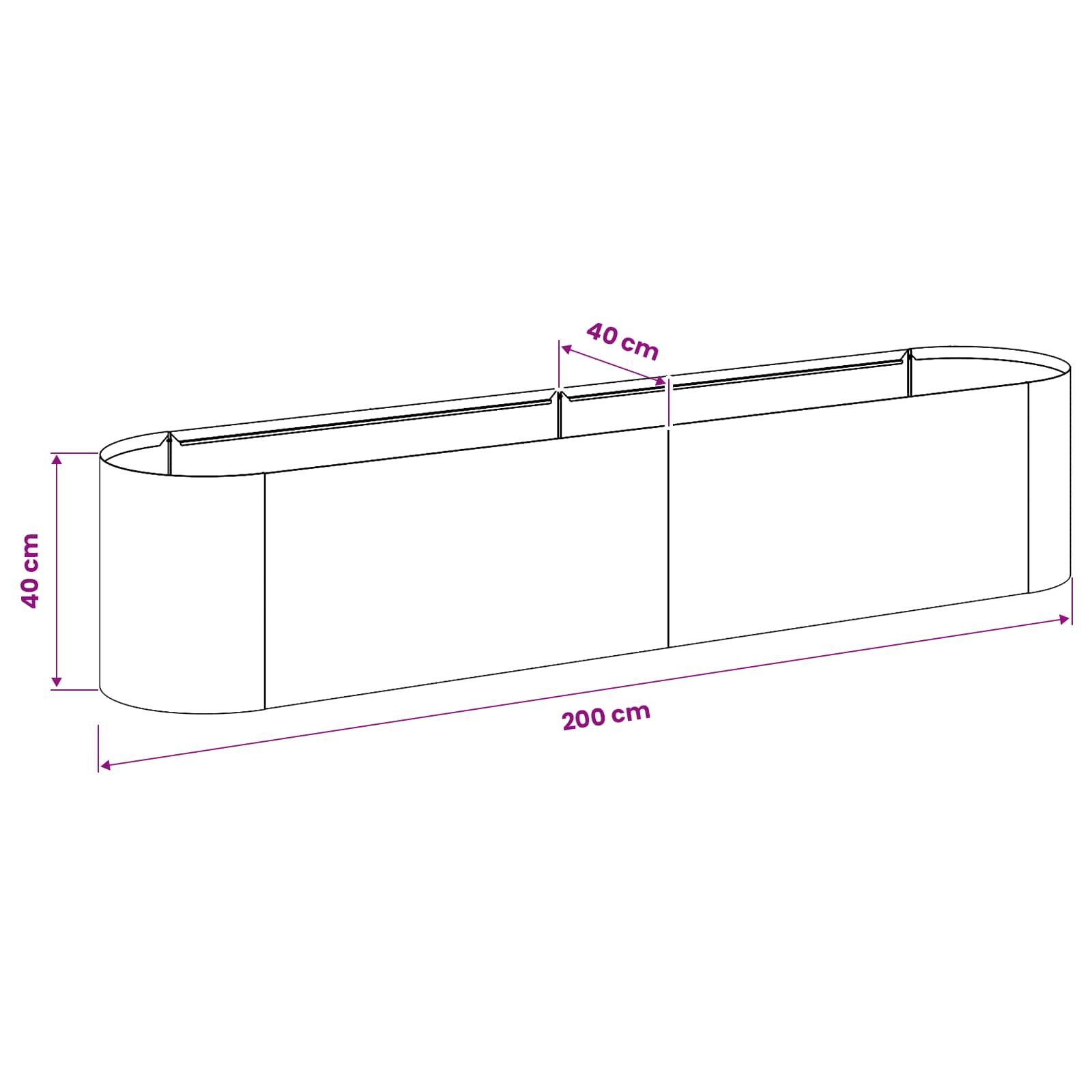 Letto rialzato da giardino Verde Oliva 200 x 40 x 40 cm | homemem39