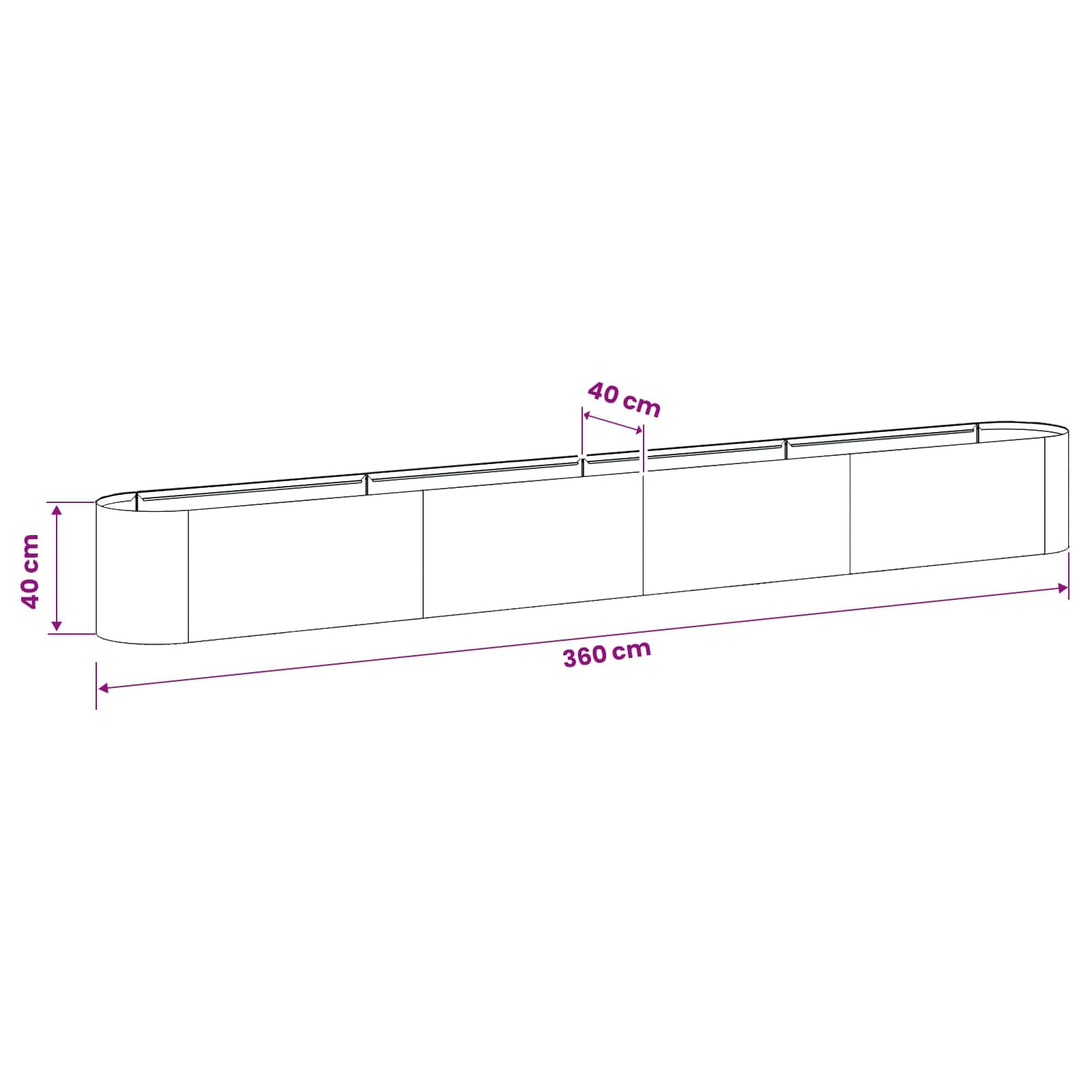 Letto rialzato da giardino Nero 360 x 40 x 40 cm | homemem39