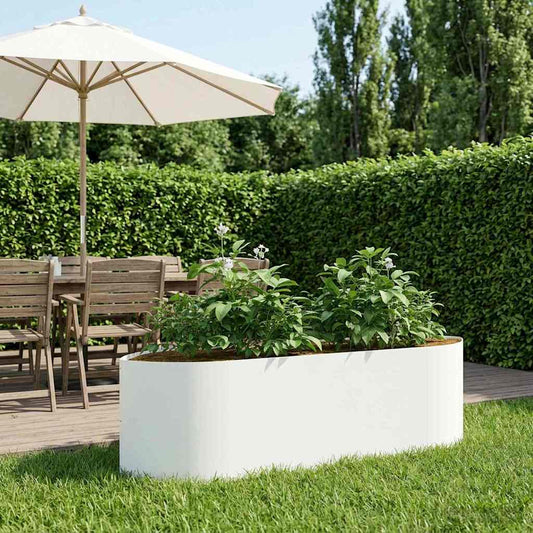 Letto rialzato da giardino Bianco 140 x 40 x 40 cm Acciaio | homemem39