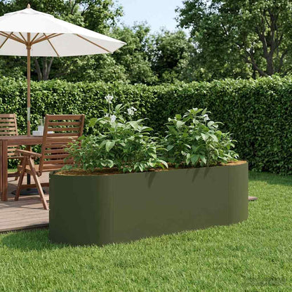 Letto rialzato da giardino Verde Oliva 140 x 40 x 40 cm Acciaio | homemem39