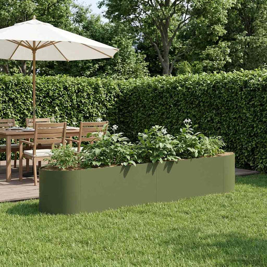 Letto rialzato da giardino Verde Oliva 220 x 40 x 40 cm Acciaio | homemem39