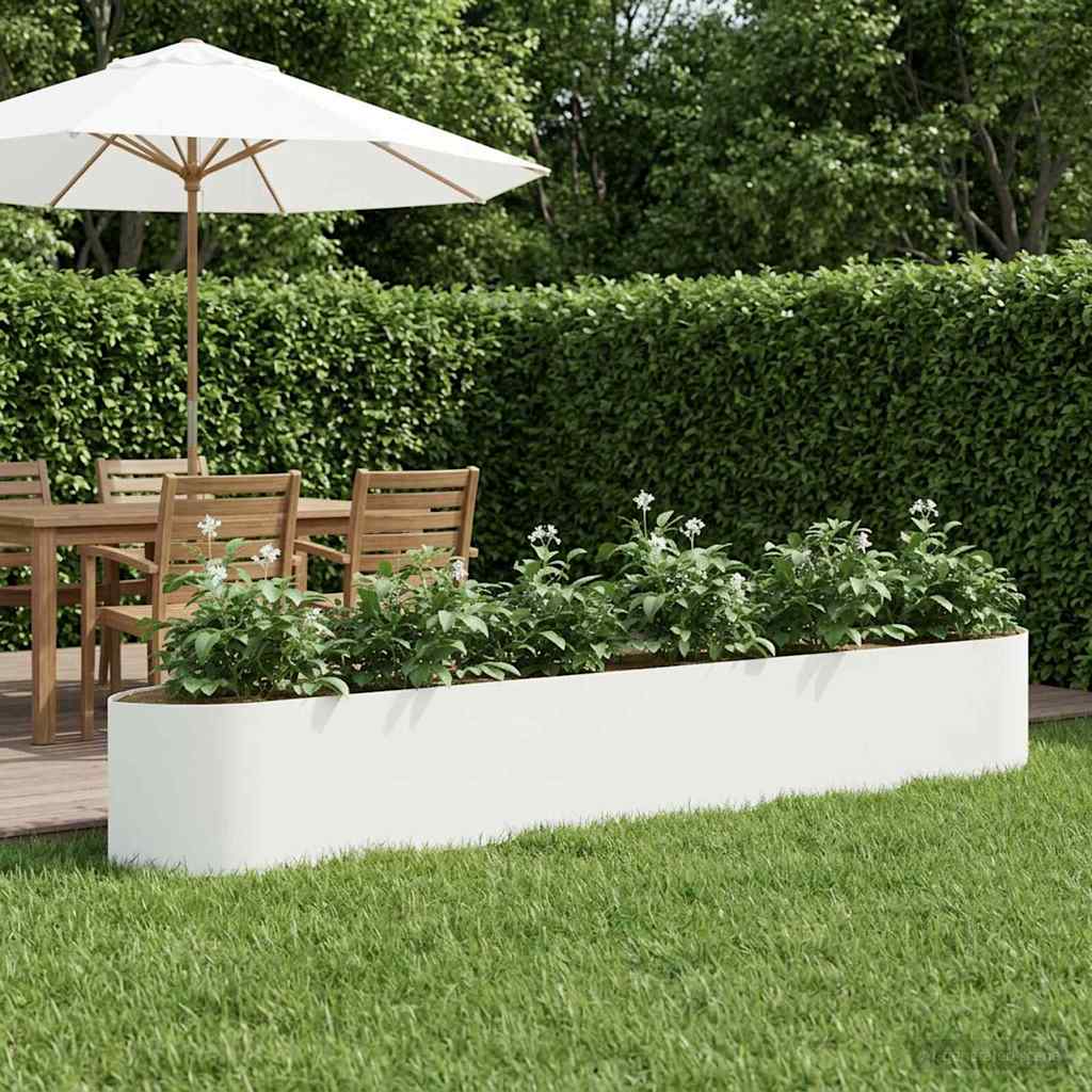 Letto rialzato da giardino Bianco 300 x 40 x 40 cm Acciaio | homemem39